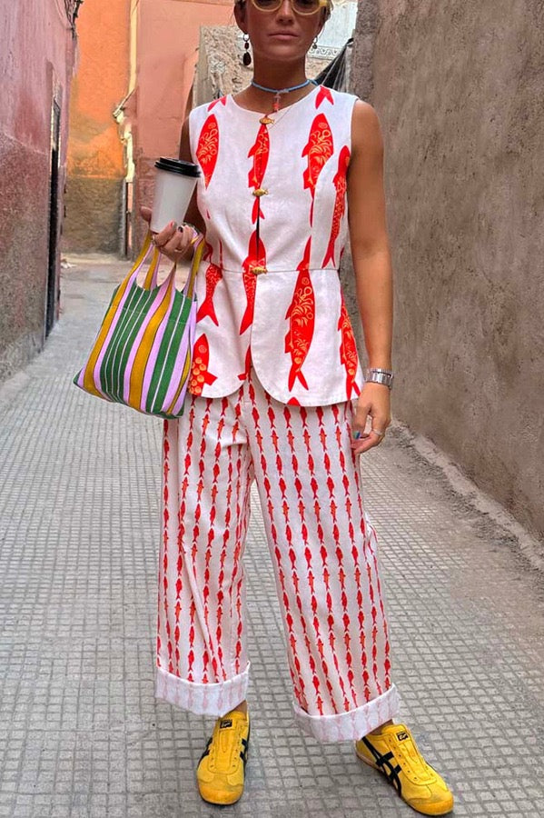 Crimson Koi Relaxed Fit Two-Piece Set