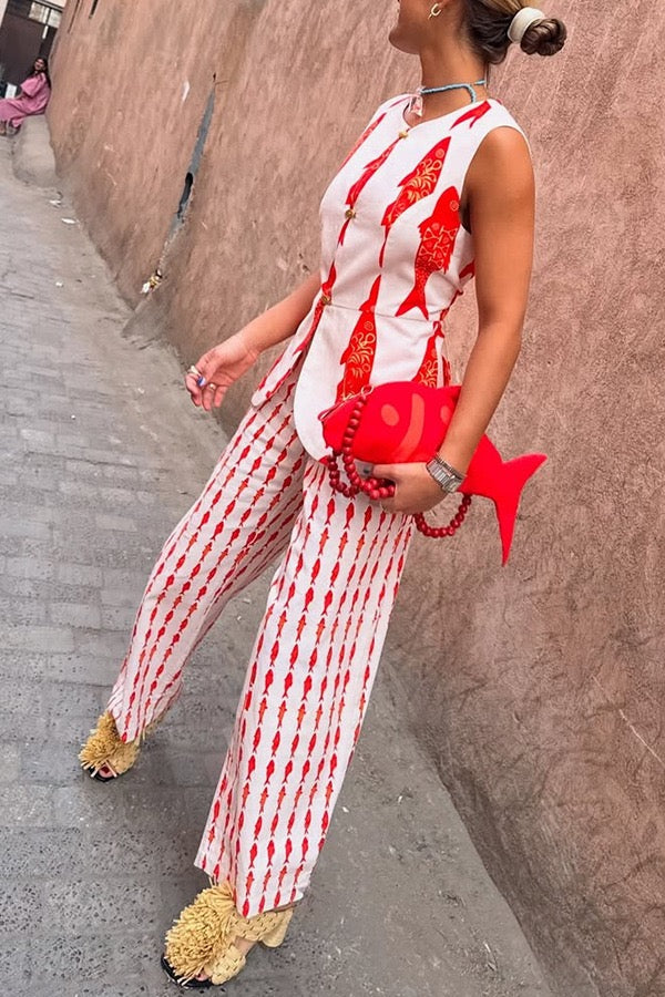 Crimson Koi Relaxed Fit Two-Piece Set