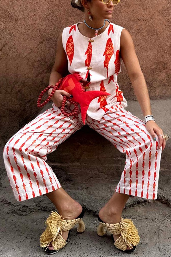Crimson Koi Relaxed Fit Two-Piece Set