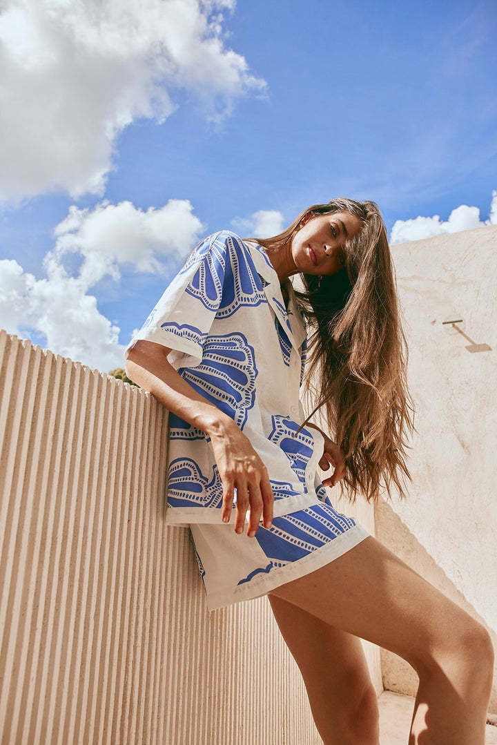 Botanical Print Short Sleeve Shirt & Shorts Set
