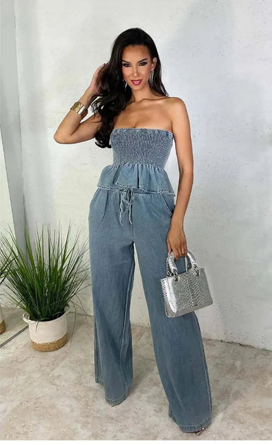 STYLISH DENIM TWO-PIECE SET