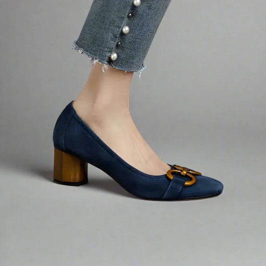 Estelle | Suede Buckle Pumps