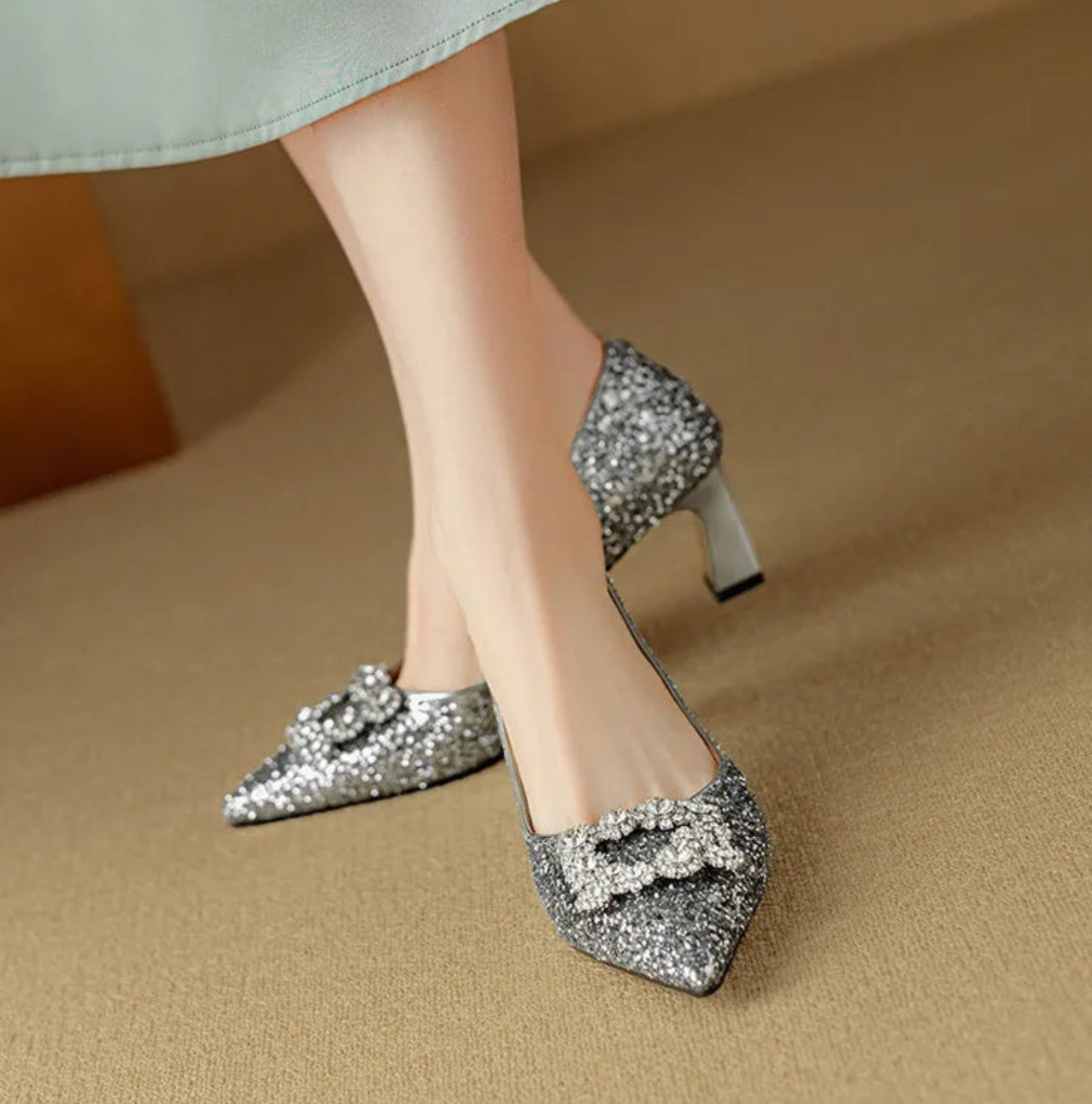 Gloria | Glitter Embellished Pumps
