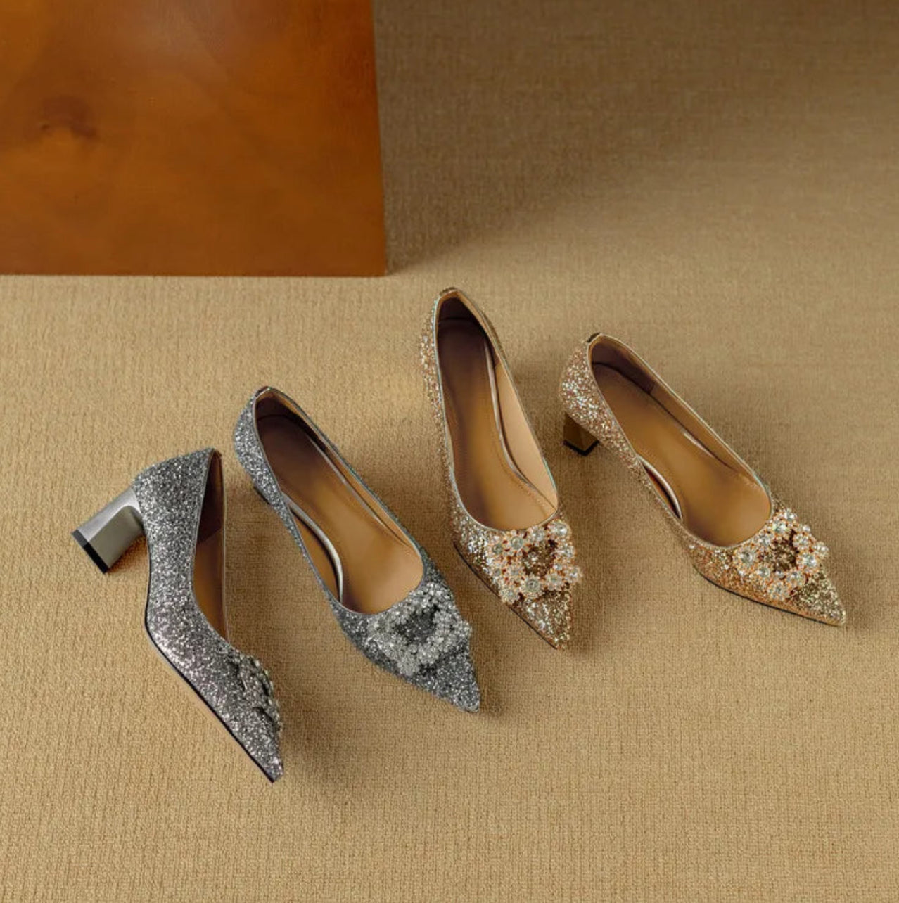 Gloria | Glitter Embellished Pumps