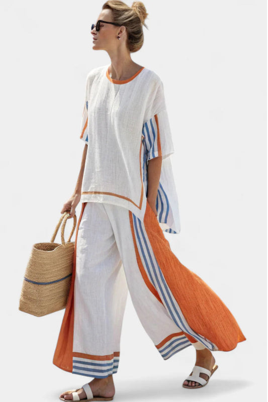 ANILA - ELEGANT TWO PIECE SET WITH STRIPED DESIGN