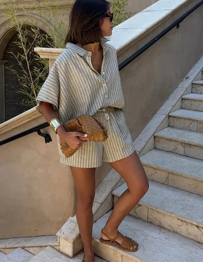 GEETA - STRIPED PRINT TWO PIECE SET