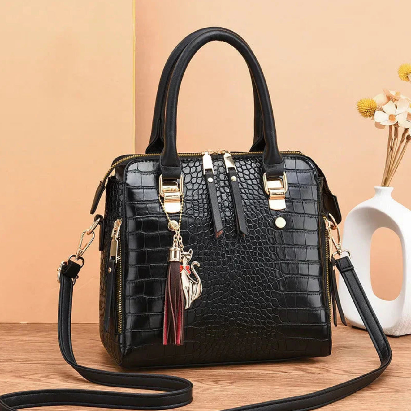 BELEN - BOLSO DE PIEL DE LUJO CON ESTAMPADO DE COCODRILO