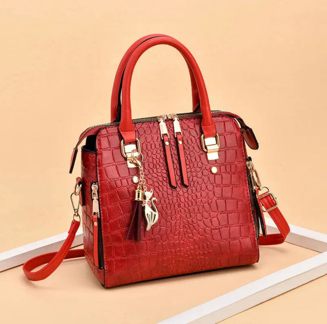 BELEN - BOLSO DE PIEL DE LUJO CON ESTAMPADO DE COCODRILO