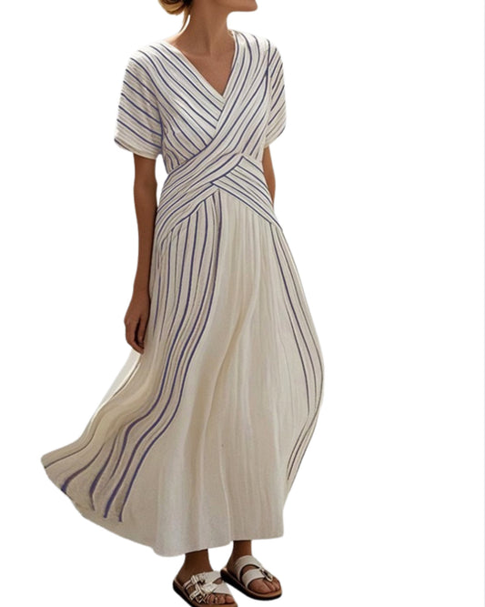 Women’s Elegant Stripe Print Maxi Dress