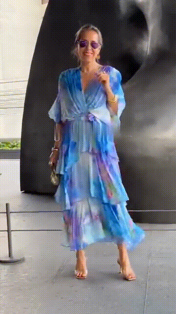 Nysa – Vestido de Gasa con Volantes Florales de Primavera