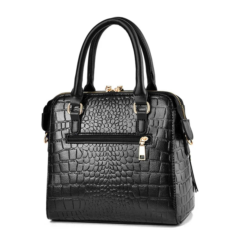 Bolso de Piel Grabada con Textura de Cocodrilo