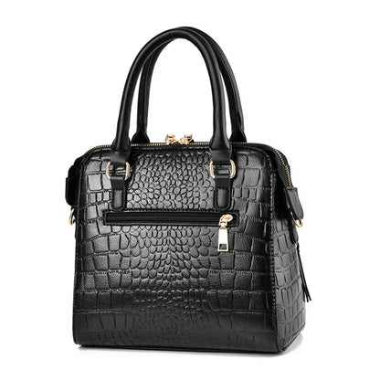 Bolso de Piel Grabada con Textura de Cocodrilo