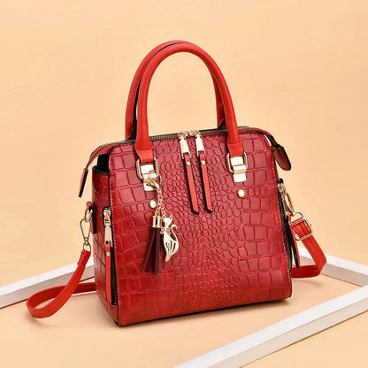 Bolso de Piel Grabada con Textura de Cocodrilo