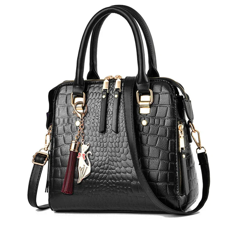 Bolso de Piel Grabada con Textura de Cocodrilo