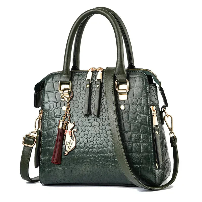 Bolso de Piel Grabada con Textura de Cocodrilo