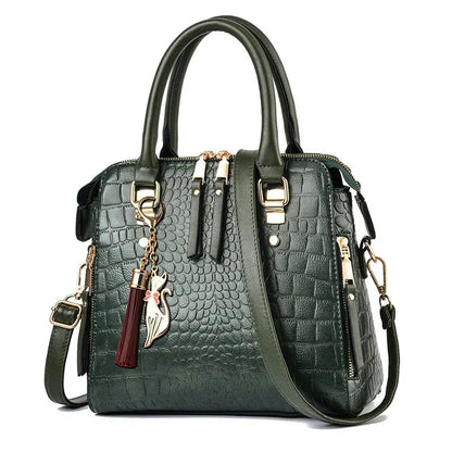 Bolso de Piel Grabada con Textura de Cocodrilo
